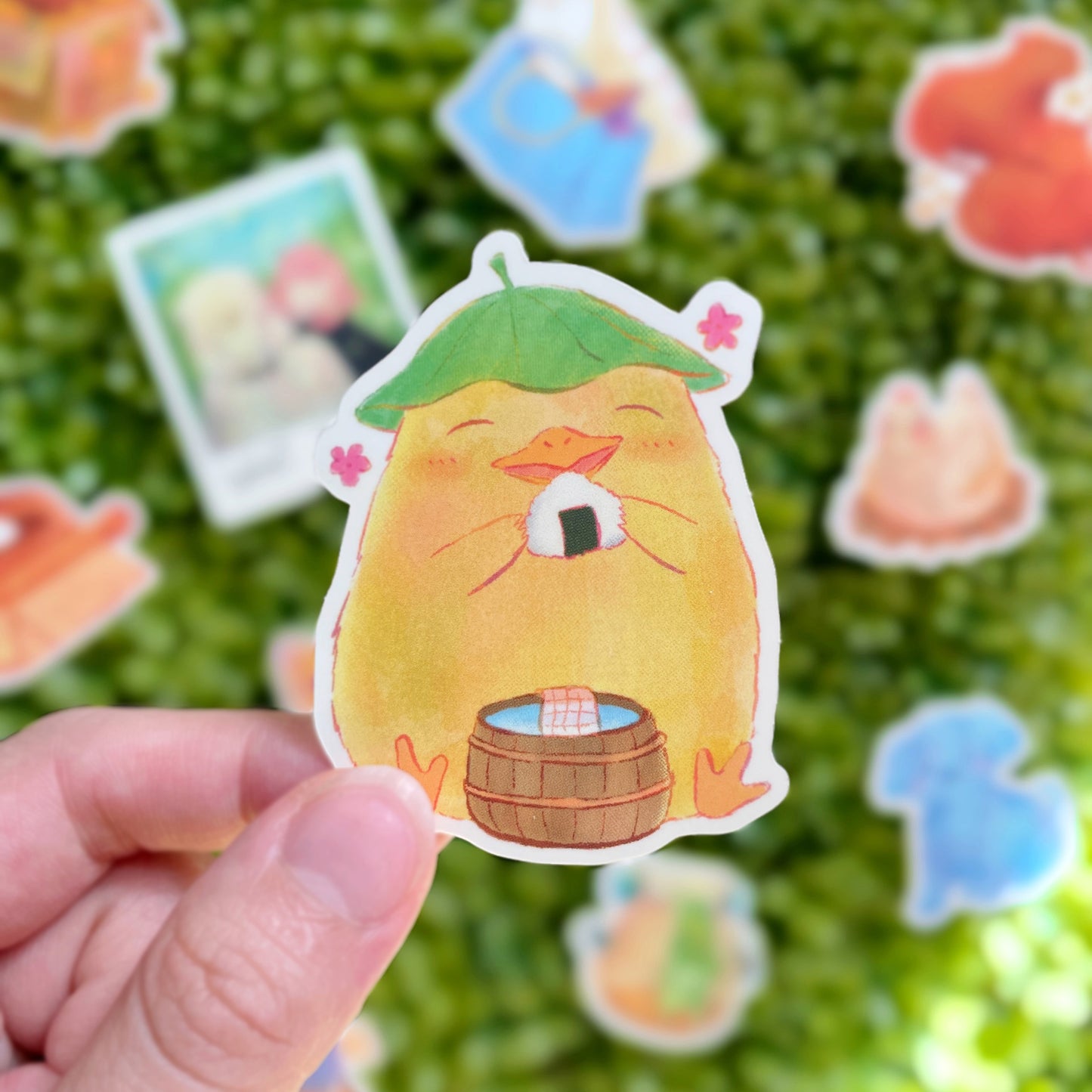 Duck Spirit eating Rice Ball Sticker